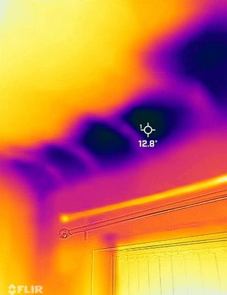 Thermal imaging camera highlighting where insulation has been removed in the loft space.