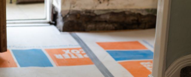 Peter Cox providing floor protection
