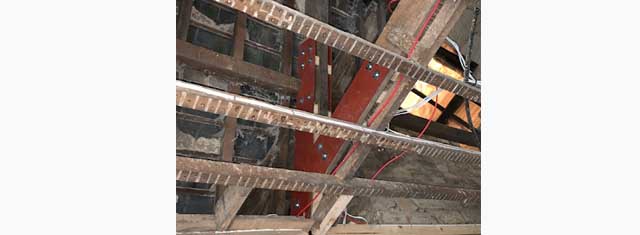 repeaired wooden joist