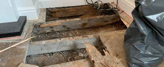 Wet rot damage will remain isolated at the source of moisture and will not spread further. In this case, joists were resting on high soil (sub-floor).