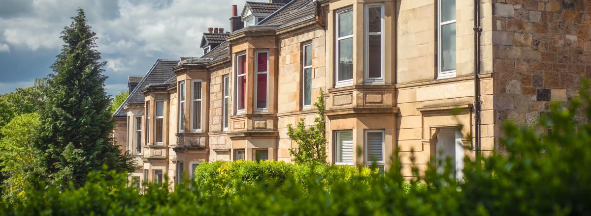 Newton Mearns terraced sandstone houses