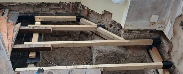 timber sections being installed