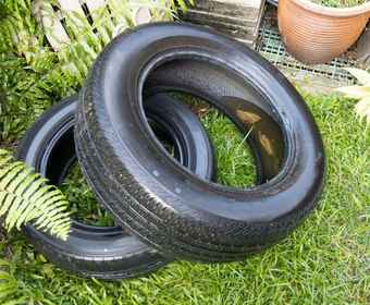 two tyres on grass