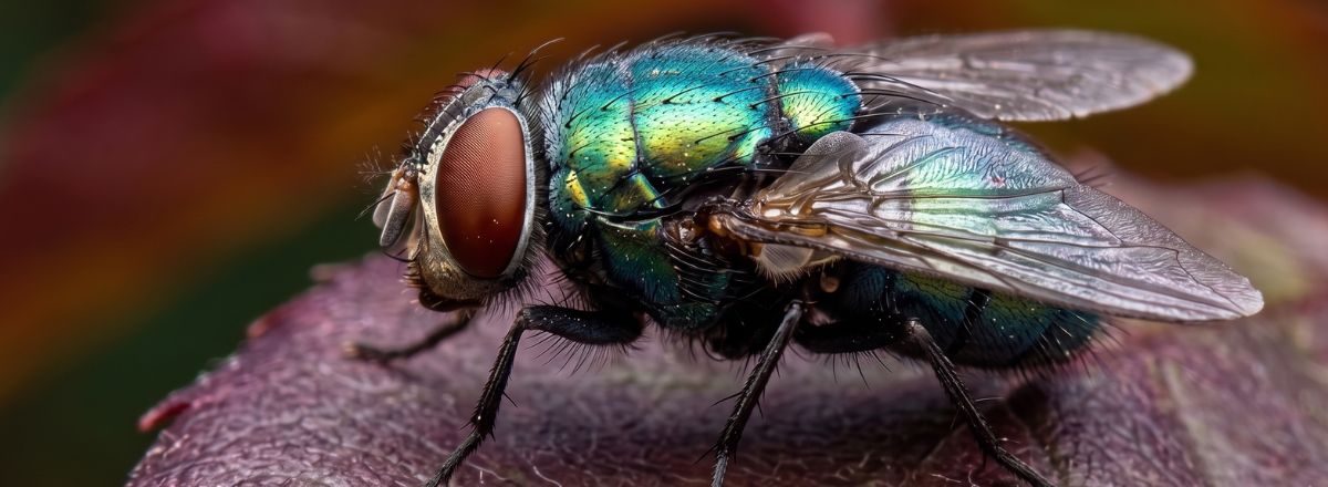 close up of a brommer fly